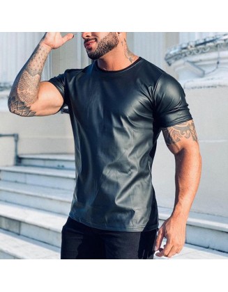 Leather Slim-Fit T-Shirt