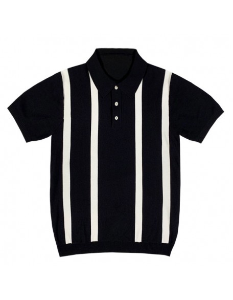 All-match Simple Striped Contrast Polo T-shirt