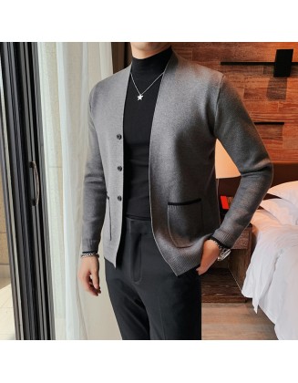 Mens Vintage Business Casual Knited Cardigans
