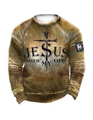 Jesus Cross Men's Retro Tactical Casual Sweatshirt