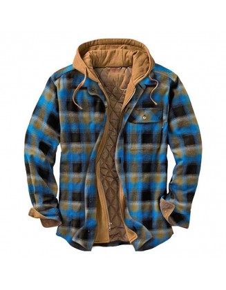 Mens Winter Plaid Thick Casual Jacket